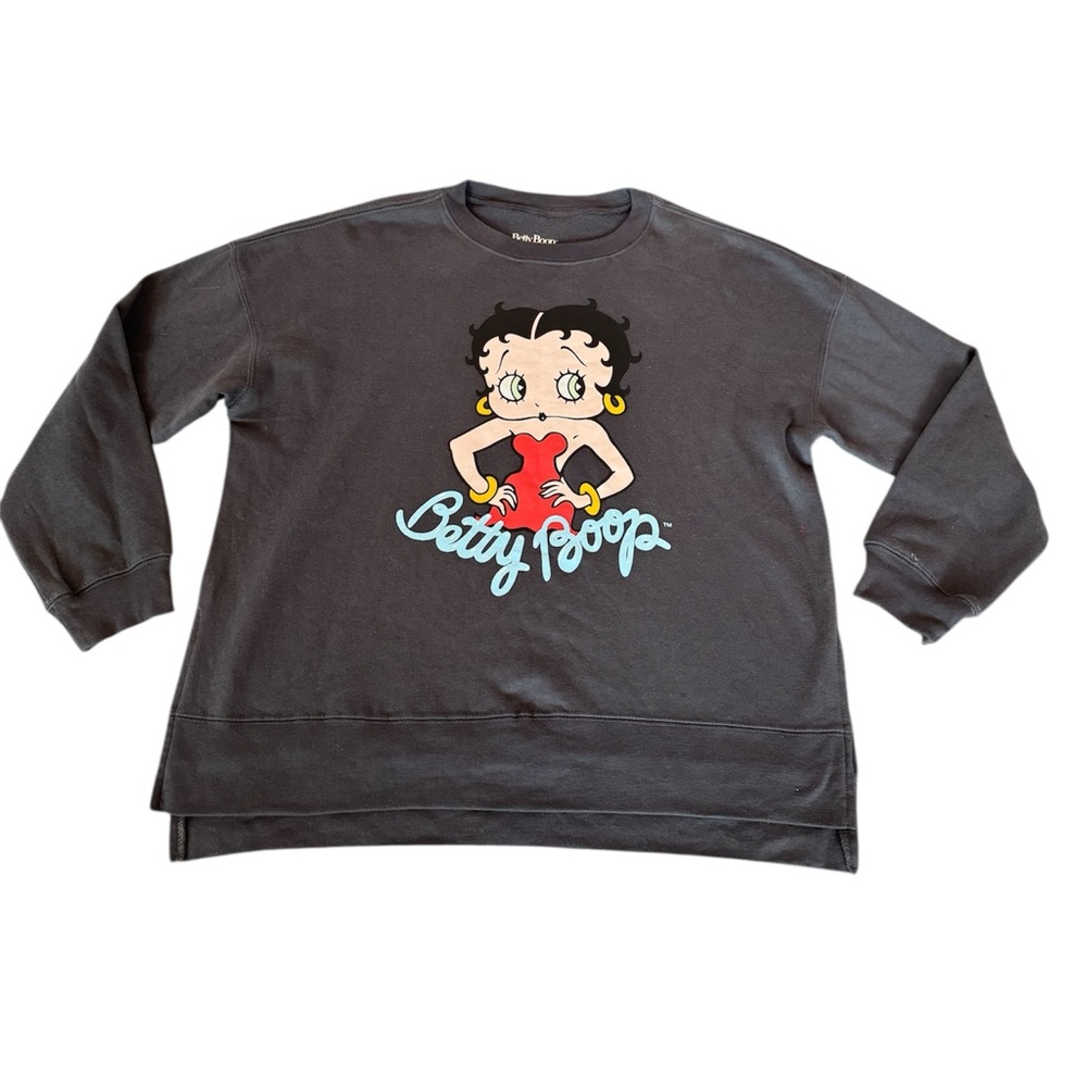 BETTY BOOP Women's SZ XXL Graphic Sweatshirt‎ Pullover Charcoal Gray